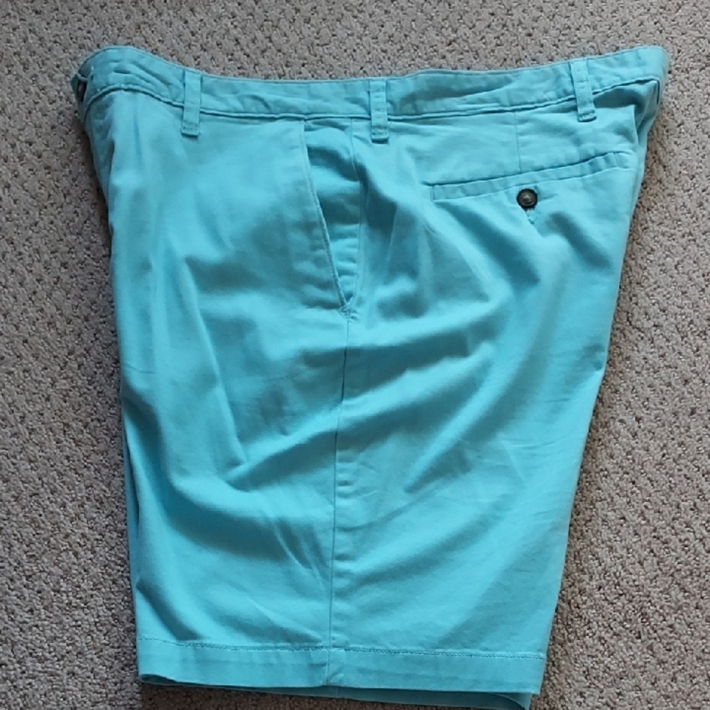 George Teal Flat Front Shorts Lightweight Cotton Blend